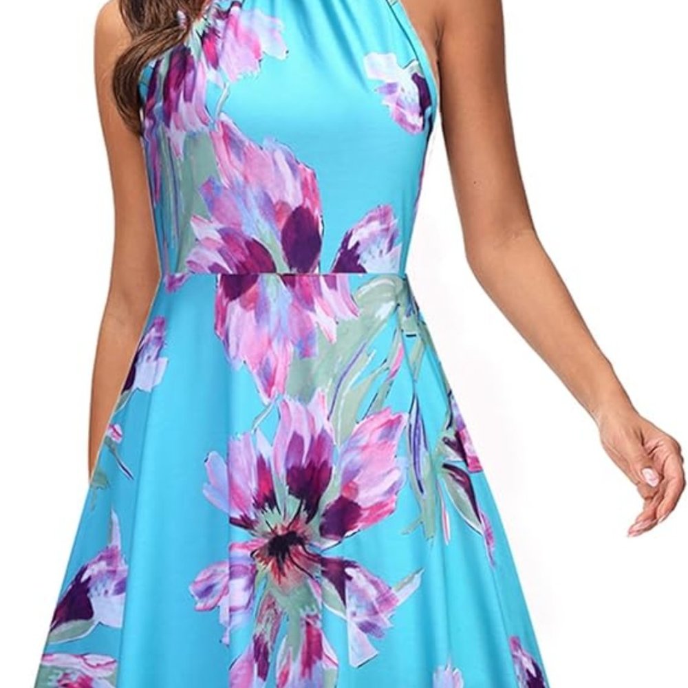 Ouges Women's Xl Halter Neck Floral Summer Casual… - image 6
